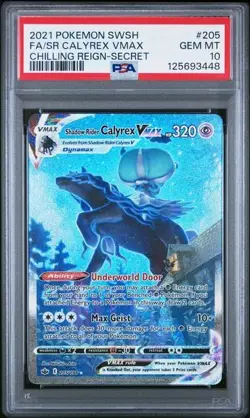 2021 Pokemon Shadow Rider Calyrex VMAX Alternate Art Secret 205/198 PSA 10 - Image 1