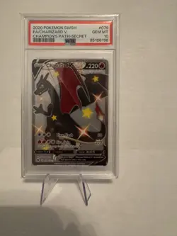 2020 Pokemon Champions Path SWSH Full Art 079 Secret Rare Charizard V PSA 10! - Image 1