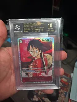 2022 One Piece ST01-012 - Monkey D. Luffy Super Pre-Release Beckett 10 Pristine - Image 1