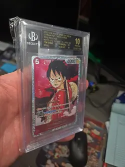 2022 One Piece ST01-012 - Monkey D. Luffy Super Pre-Release Beckett 10 Pristine - Image 2