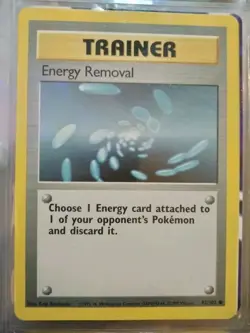 1999 Tcg Energy Removal 92/102 Trainer Pokemon Card Base Set NM/B - Image 1