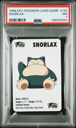 1998 KFC POKEMON CARD GAME #143 SNORLAX PSA 7 - Image 1
