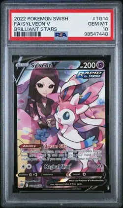2022 POKEMON SWORD & SHIELD BRILLIANT STARS #TG14 FULL ART/SYLVEON V PSA 10 - Image 1