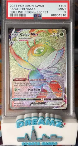 Celebi VMAX (Secret) 199/198 Pokemon: Chilling Reign Graded PSA 9 - Image 1