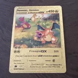 Pokemon Charmander Charmeleon Charizard GX 1/1 (RARE GOLD VERSION) - Image 2