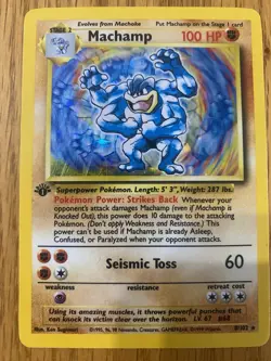 Pokemon TCG Machamp Base Set 8/102 Holo 1st Edition Holo Rare 1999 - Image 1