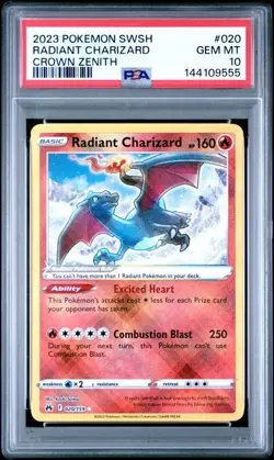 PSA 10 RADIANT CHARIZARD 020 CROWN ZENITH SWORD & SHIELD POKEMON GEM MINT - Image 1