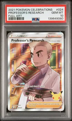 2021 POKEMON CELEBRATIONS #024 FULL ART/PROFESSOR'S RESEARCH PSA 10 - Image 1