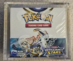 Pokemon SWSH Brilliant Stars Booster Box Factory Sealed - w/ Acrylic Case - Image 1