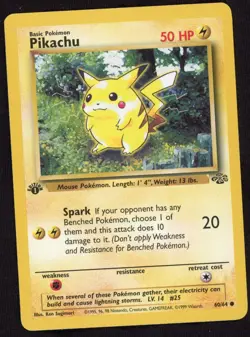 Pokemon Card Pikachu 60/64 Jungle Regular 1st Edition LP - Image 1