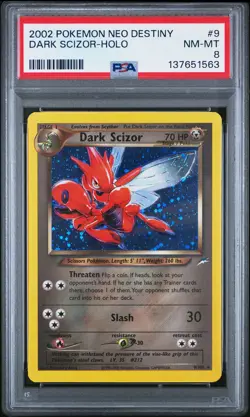 2002 POKEMON NEO DESTINY #9 DARK SCIZOR-HOLO PSA 8 - Image 1
