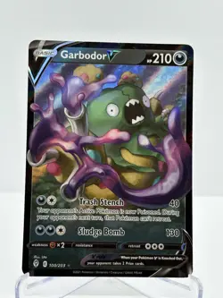 Pokemon TCG Garbodor V 100/203 Evolving Skies Half Art Ultra Rare Card - NM - Image 1