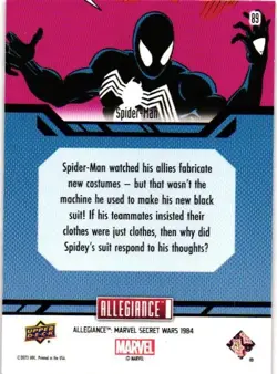 SPIDER MAN #89 BASE Upper Deck Marvel Allegiance Secret Wars COLLECTIBLE CARD - Image 2