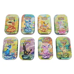 Pokemon Eeveelutions Mini Tin Full Complete Set of 8 + Art Cards + Coins - Image 1