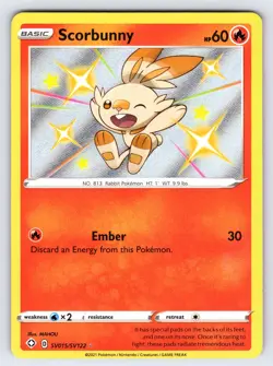 Scorbunny SV015/SV122 2021 Shining Fates Pokemon Card Shiny Holo Rare - Nm/Vlp - Image 1