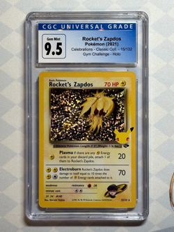 2021 Pokemon Celebrations Classic Rocket's Zapdos Holo 15/132 CGC 9.5 Gem Mint - Image 1