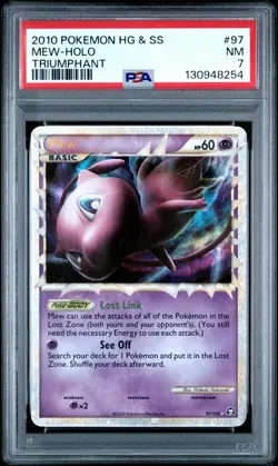 2010 POKEMON HEARTGOLD & SOULSILVER TRIUMPHANT #97 MEW-HOLO PSA 7 - Image 1