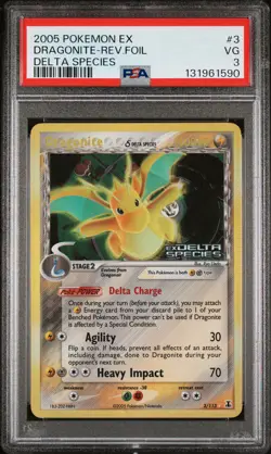 2005 POKEMON EX DELTA SPECIES #3 DRAGONITE-REVERSE FOIL PSA 3 - Image 1