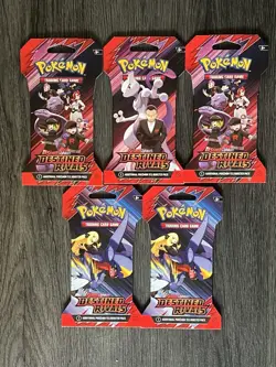 Pokemon Destined Rivals Sleeved Booster Pack Lot x 5 - Image 1