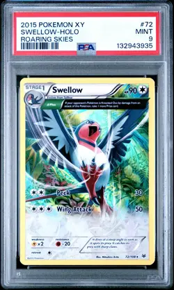 Pokemon XY SWELLOW Holo Roaring Skies #72 ENG ~ PSA 9 - Image 1