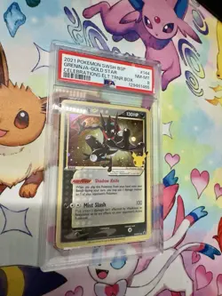 2021 Pokemon Celebrations Greninja SWSH144 Gold Star Black Star Promo PSA 8 - Image 1