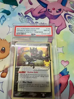 2021 Pokemon Celebrations Greninja SWSH144 Gold Star Black Star Promo PSA 8 - Image 3