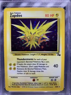 1999 POKEMON FOSSIL ZAPDOS HOLO #15 PSA 8 NM-MT CORRECTED FOIL - Image 2