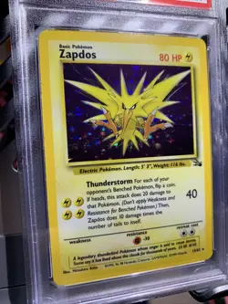 1999 POKEMON FOSSIL ZAPDOS HOLO #15 PSA 8 NM-MT CORRECTED FOIL - Image 5