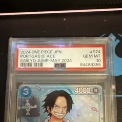 Portgas D. Ace 074 Saikyo Jump-May 2024 Holo PSA 10 Japanese One Piece CCG - Image 2