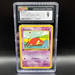 Slowpoke 2000 Team Rocket 1st Edition 67/82 Pokemon Card CGC Mint 9 Vintage - Image 1