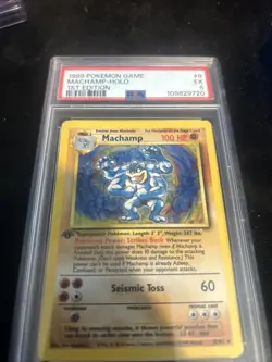 PSA 5 1999 POKEMON MACHAMP HOLO 1ST EDITION #8 - Image 1