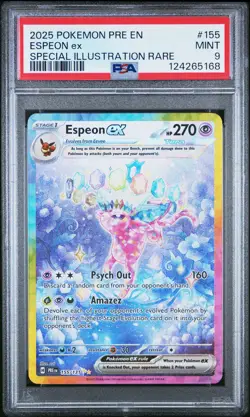 2025 POKEMON PRE EN-PRISMATIC EVOLUTIONS #155 ESPEON EX PSA 9 - Image 1
