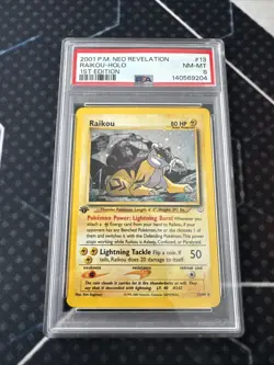 2001 WOTC Pokemon Neo Revelation Raikou Holo Rare 1st Edition #13 PSA 8 NM-MT - Image 1