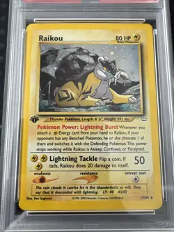 2001 WOTC Pokemon Neo Revelation Raikou Holo Rare 1st Edition #13 PSA 8 NM-MT - Image 3