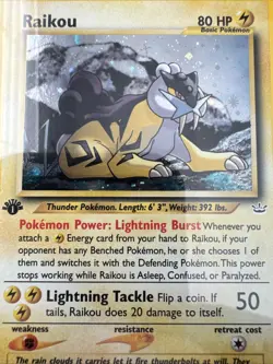 2001 WOTC Pokemon Neo Revelation Raikou Holo Rare 1st Edition #13 PSA 8 NM-MT - Image 5
