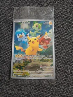 Pokemon Pikachu SVP 027 Paldea Evolved Pokemon Center Stamp Promo Card Sealed - Image 1