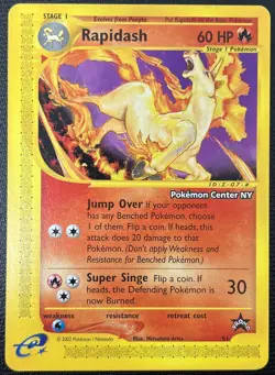 Rapidash # 51 WOTC Black Star Promo "Pokemon Center NY" Stamp Card NM - Image 1