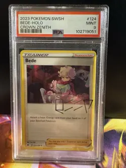 2023 Pokemon SWSH Bede 124/159 Crown Zenith Holo Rare Card! - Image 1