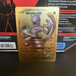 Pokemon Mewtwo GX 190hp Gold Foil Fan Art Collector Card TCG - Image 1