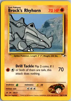 Brock's Rhyhorn (70) Common Gym Heroes 070/132 NM Pokemon - Image 1
