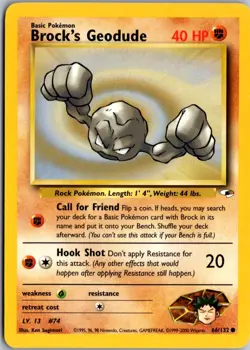Brock's Geodude (66) Common Gym Heroes 066/132 NM Pokemon - Image 1