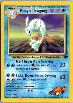 Misty's Dewgong Uncommon Gym Challenge 054/132 NM Pokemon - Image 1