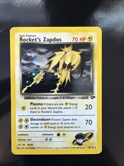 Pokemon TCG Rockets Zapdos Holo Card 15/132 NM Gym Challenge - Image 1