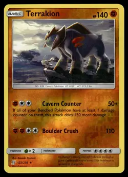 Terrakion Reverse Holo 122/236 Holo Rare SM - Unified Minds Pokemon - Image 1