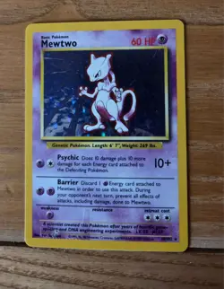 MEWTWO 10/102 Base Set HOLO rare Unlimited Pokemon TCG card - Image 2