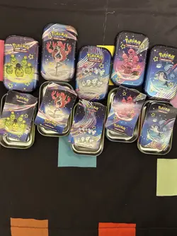 Pokemon Paldean Fates Mini Tin With Accessories + 30 Random Cards No Packs - Image 1