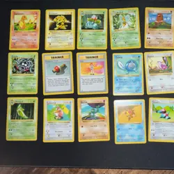 15 Pokemon Base Set Shadowless Unlimited Lot – MP – No Duplicates – Vintage WOTC - Image 1