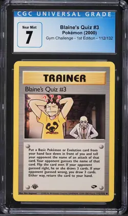 2000 Pokemon Gym Challenge 1st Edition Blaine's Quiz #3 #112 CGC 7 - Image 1