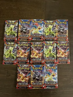 Lot Of 13 Pokemon Scarlet & Violet Obsidian Flames Booster Packs - Image 1