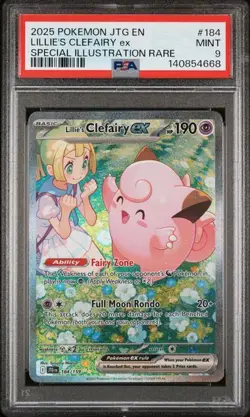 PSA 9 MINT Lillie's Clefairy ex 184/159 Sv09: Journey Together Holo Pokemon 2025 - Image 1